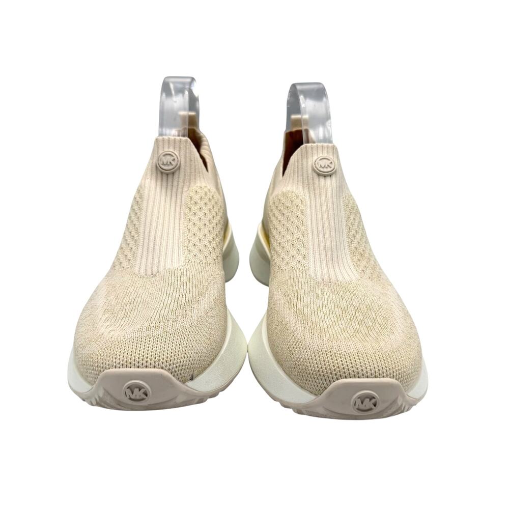 Michael Kors Ari Neutral Cream Knit Slip On Athleisure Lifestyle Sneakers - Picture 4 of 11